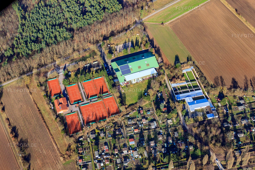 Luftbild: Tennisclub Dudenhofen e.V. und PfalzSoccer Dudenhofen in Dudenhofen im Bundesland Rheinland-Pfalz in Deutschland.Foto: IMG_36872.jpg vom 16.01.2011 durch Werner Riehm/FLY-FOTO.deWWW.TC-DUDENHOFEN.DEWWW.PFALZSOCCER-DUDENHOFEN.DE