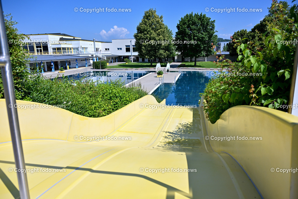 Vitalwelt Freibad Perg_ 05.06.2024-12 | 05.06.2024, Perg, AUT, Vitalwelt Perg, im Bild Freibad, Schwimmbecken, Sprungturm, Rutsche, Drohne