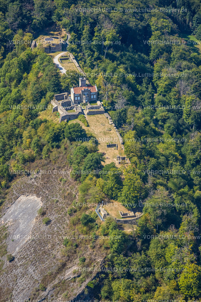 Hattingen220807609 | Luftbild, Isenburg (auch Burg Isenberg), Landhaus Custodis, Burgruine, Niederbonsfeld, Hattingen, Ruhrgebiet, Nordrhein-Westfalen, Deutschland