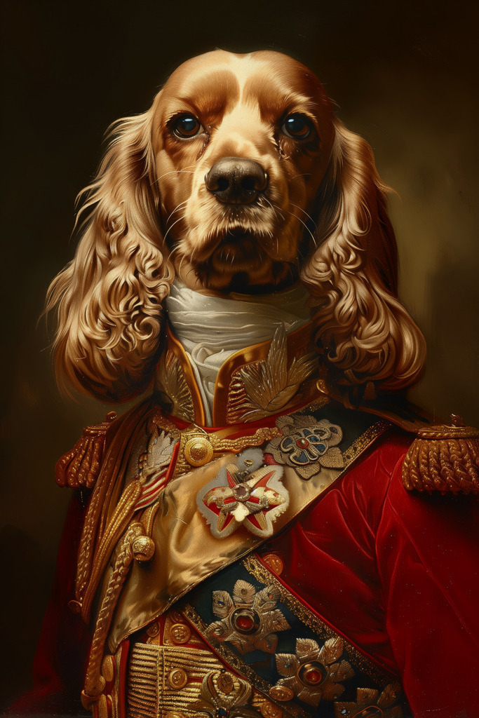 2407009 - Königlicher Cocker | Ein königlich gekleideter Cocker Spaniel im Stil eines Gemäldes. Für Preise, Größen- und Materialauswahl klicken Sie bitte auf "Bestellen.