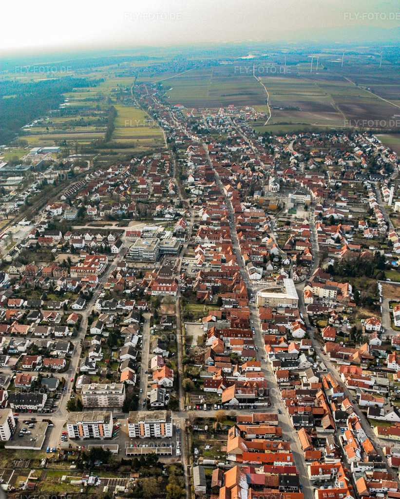 Luftbild: Stadt von Osten in Kandel im Bundesland Rheinland-Pfalz in Deutschland. Foto: IMG_16908.jpg vom 15.02.2009 durch Werner Riehm/FLY-FOTO.de