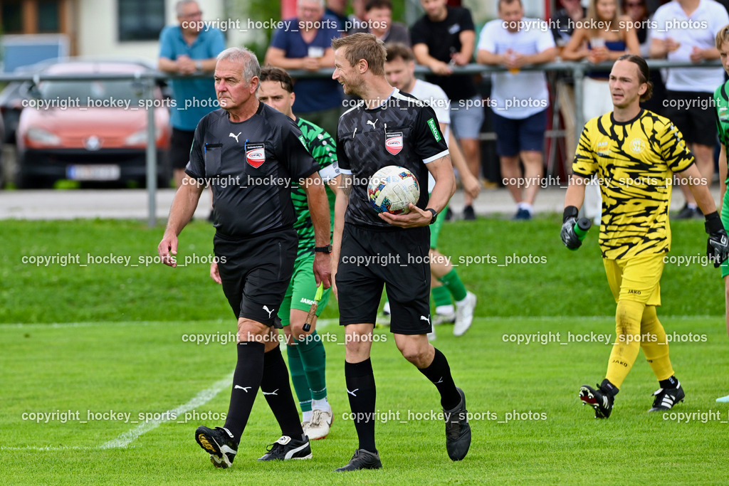 ATUS Nötsch vs. SC Landskron | Kandolf Josef Referee, Orel Stephan Referee, #1 Aric Leon Haimburger SC Landskron, ATUS Nötsch vs. SC Landskron, ATUS Nötsch vs. SC Landskron am 26.07.2025 in Nötsch (Dobratsch Arena), Austria, (Photo by Bernd Stefan)