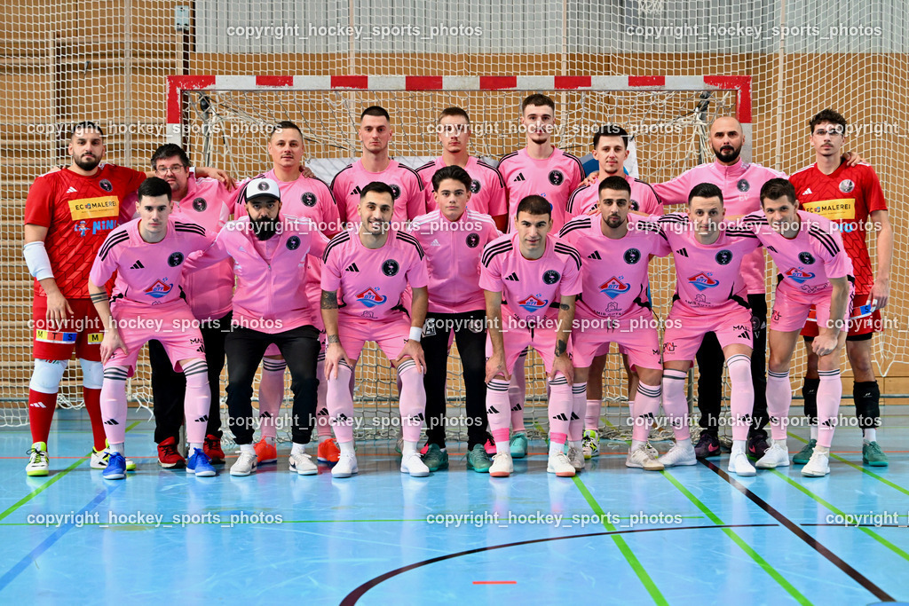 Carinthia Flamengo Futsal Club vs. FC Ljuti Krajisnici | Mannschaftsfoto Carinthia Flamengo Futsal Club, Carinthia Flamengo Futsal Club vs. FC Ljuti Krajisnici, Carinthia Flamengo Futsal Club vs. FC Ljuti Krajisnici am 05.01.2025 in Klagenfurt (Ballspielhalle Viktring), Austria, (Photo by Bernd Stefan)