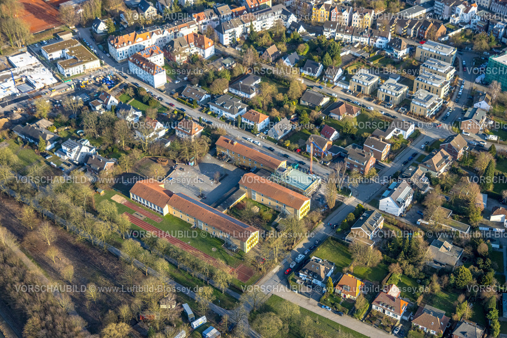 Hamm260203514 | Luftbild, Theodor-Heuss-Schule Grundschule, Baustelle mit Baukran für Erweiterungsbau, Wohngebiet an der Kolpingstraße, Mitte, Hamm, Ruhrgebiet, Nordrhein-Westfalen, Deutschland
