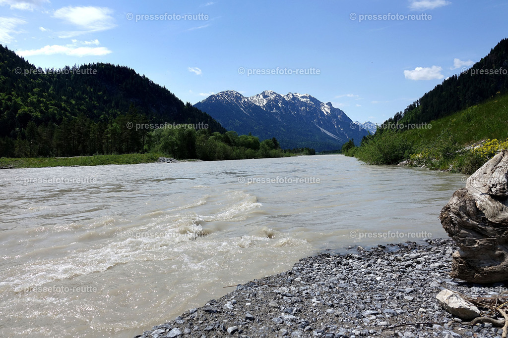welltvi-Lech-bei-hoefen-Hochwasser-04062019-DSD01807 | Info aus dem Bezirk Reutte/Ausserfern Tirol sowie eine umfangreiche Bilddatenbank über die gesamte Region: Lechtal, Talkessel Reutte, Tannheimertal, Zwischentoren. Lech, Plansee, Zugspitze, Grenztunnel, B179, Fernpassstraße, Verkehr, Lawinen, Tradition, - Realisiert mit Pictrs.com