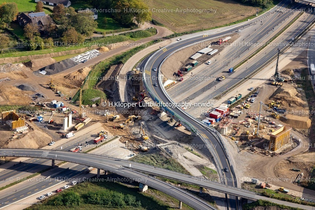 Luftbilder  Duisburg-6978 | Luftbild Baustellen zum Umbau und der Sanierung sowie Neugestaltung des Autobahnkreuz Kaiserberg mit "Spaghetti-Knoten" in Duisburg im Ruhrgebiet im Bundesland Nordrhein-Westfalen. Das Kreuz über dem Fluss Ruhr im Ruhrgebiet verbindet die Bundesautobahn A 3 mit der Autobahn A 40. - Realisiert mit Pictrs.com