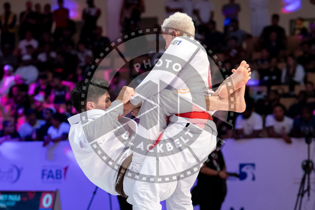 20231108PBB1019 | Fighters compete during the AJP World Professional Championship in the Mubadala Arena in Abu Dhabi, Arab United Emirates, on November 8, 2023.