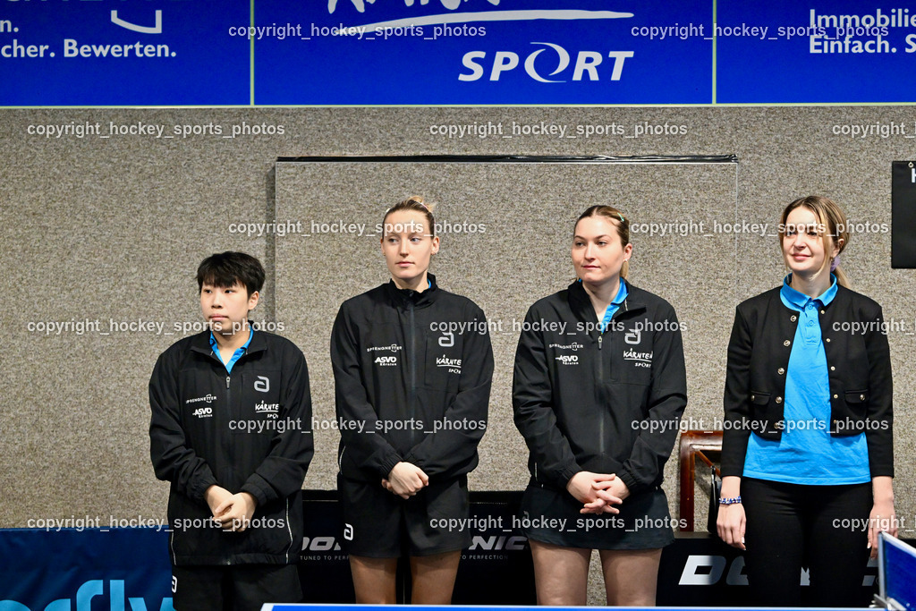 SCO Sprengnetter Bodensdorf vs. SU Sparkasse Kufstein  | Yun-En Tsai, STRAZAR Katarina, PAULIN Lea, Anna Rasse Referee, SCO Sprengnetter Bodensdorf vs. SU Sparkasse Kufstein , SCO Sprengnetter Bodensdorf vs. SU Sparkasse Kufstein am 08.02.2026 in Bodensdorf (SCO Sportheim), Austria, (Photo by Bernd Stefan)