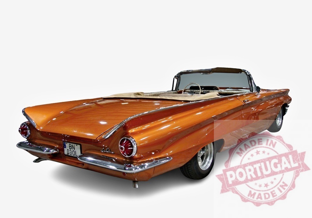 Buick Invicta convertible, orange metallic paint, reflecting studio lights | Classic Buick Invicta convertible with orange metallic paint, reflecting studio lights - Realized with Pictrs.com
