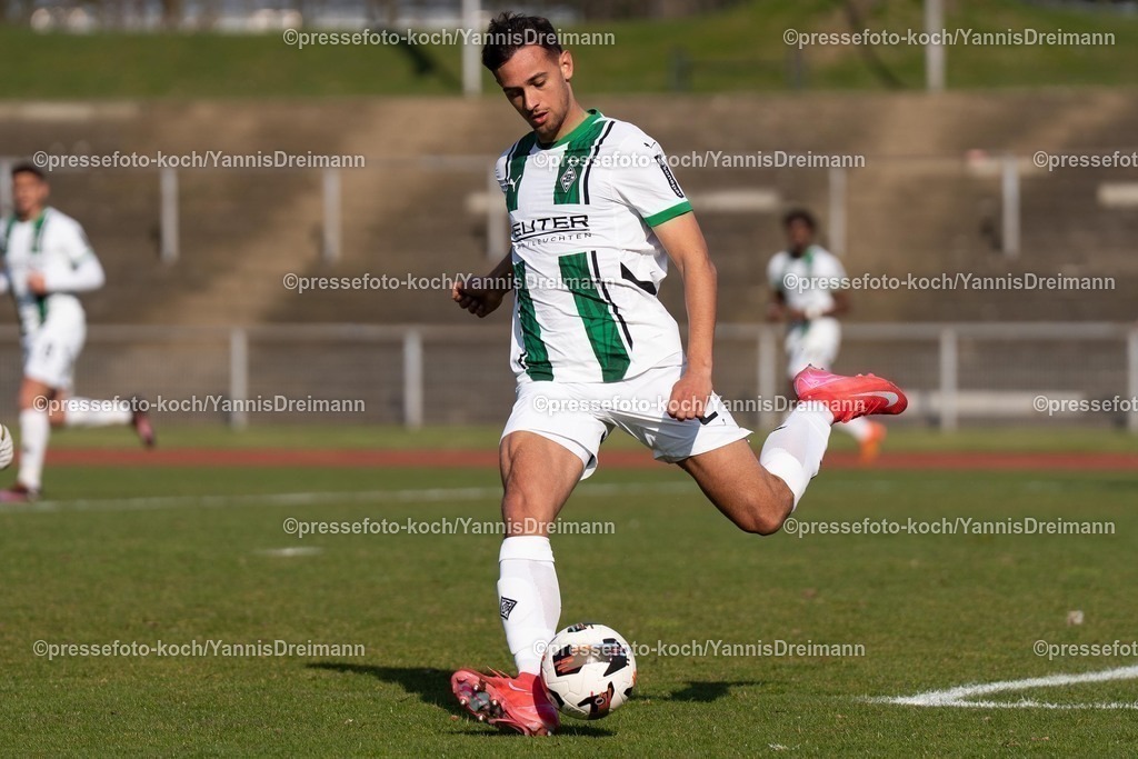 xYDR15032501075 | 15.03.2025, xydrx, Fußball, Borussia Mönchengladbach II (U23) - 1.FC Bocholt, Regionalliga West, Grenzlandstadion: Fabio Christian Chiarodia (Borussia Moenchengladbach II #2)