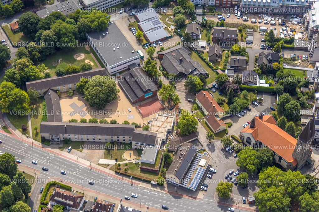 Hamm250700798Mitte | Luftbild, Bodelschwingh-Schule und Sporthalle Beisenkamp, grüne Bäume, Baustelle Erweiterungsbau, Mitte, Hamm, Ruhrgebiet, Nordrhein-Westfalen, Deutschland