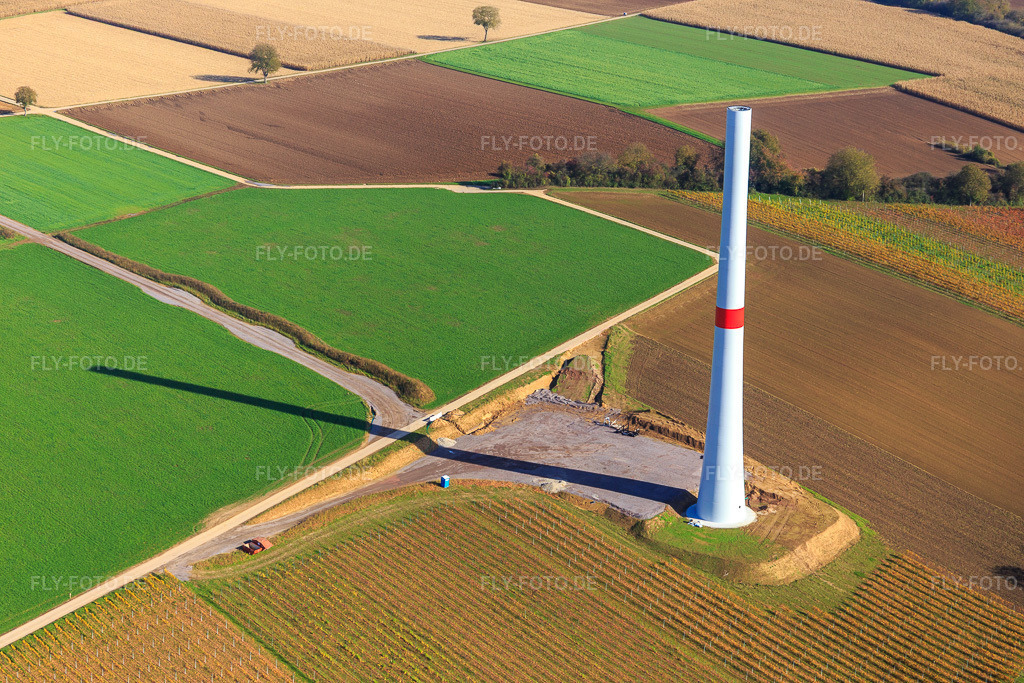 Luftbild: Baustelle für Mast einer WKA des Windparks Freckenfeld der EnBW -für Windenergieanlage mit 6 Windrädern in Freckenfeld im Bundesland Rheinland-Pfalz in Deutschland. Foto: IMG_104355.jpg vom 31.10.2017 durch Werner Riehm/FLY-FOTO.de