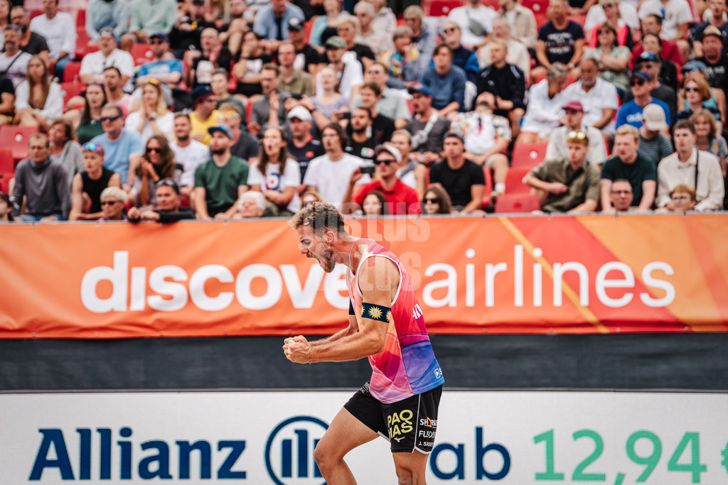 Beachvolleyball | Männer | Allianz German Beach Tour 2024 | Tourstop Kühlungsborn 2 | 17.08.2024 | Jonas Sagstetter jubelt