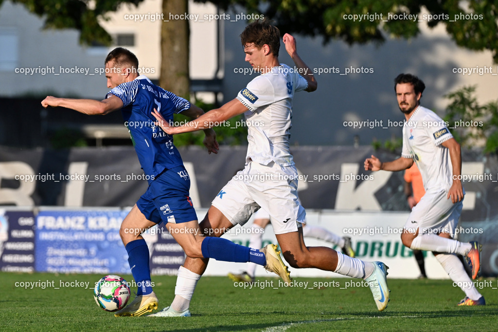 SAK vs. SV Dellach Gail | #7 Benedikt Kaltenhofer SV Dellach Gail, #11 Luka Jerin SAK, SAK vs. SV Dellach Gail, SAK vs. SV Dellach Gail am 14.08.2025 in Klagenfurt (Sportpark Welzenegg), Austria, (Photo by Bernd Stefan)