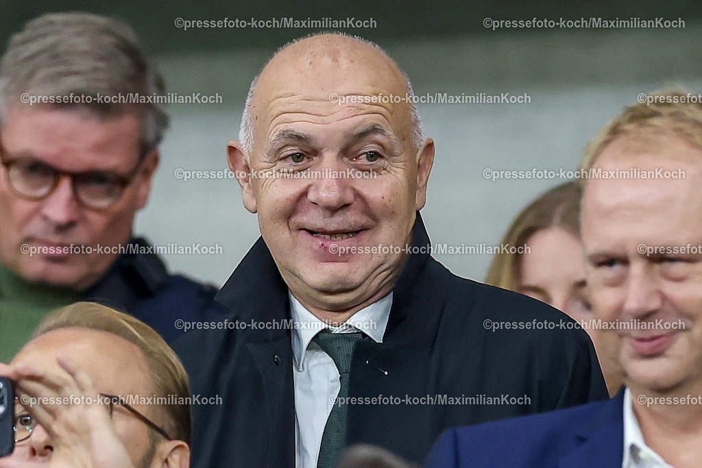 DFB10102502043 | 10.10.2025, Fußball, Länderspiel, Deutschland - Luxemburg, UEFA WM-Qualifikation, 2025/2026, Gruppe A, PreZero Arena in Sinsheim: DFB Präsident Bernd Neuendorf auf der Tribüne vor dem SpielDFB regulations prohibit any use of photographs as image sequences and or quasi-video. 