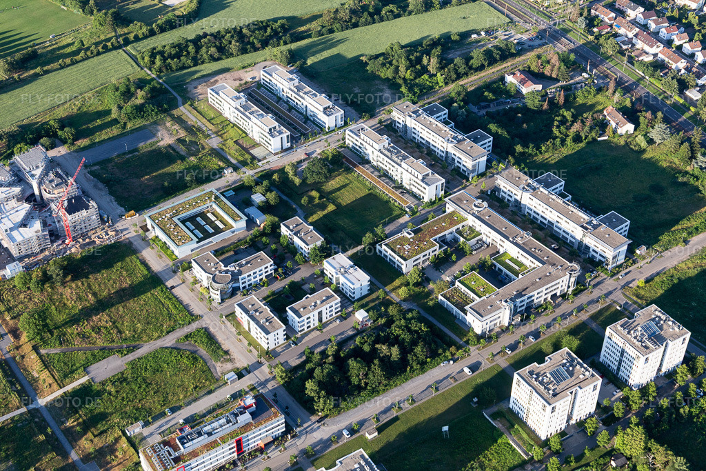 Luftbild: Technologiepark im Ortsteil Rintheim in Karlsruhe im Bundesland Baden-Württemberg in Deutschland. Foto: IMG_115194.jpg vom 13.06.2019 durch Werner Riehm/FLY-FOTO.de