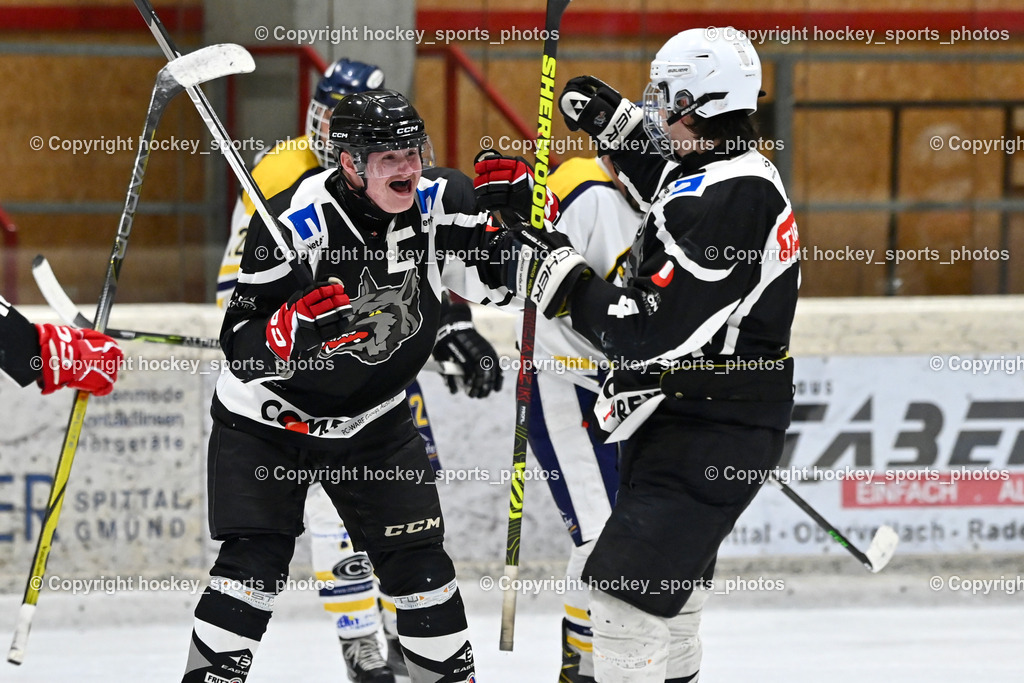 EC Tigers Paternion vs. Tarco Wölfe II | Jubel Marco Wölfe II Mannschaft, #8 Konrad Simon Tarco Wölfe II, #4 Halbrainer Paul Tarco Wölfe II, EC Tigers Paternion vs. Tarco Wölfe II, EC Tigers Paternion vs. Tarco Wölfe II am 19.12.2024 in Spittal an der Drau (Eissportzentrum Spittal), Austria, (Photo by Bernd Stefan)