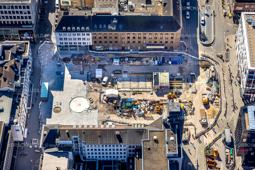 Bochum250301497 | Luftbild, Husemannplatz Baustelle mit Renovierung, City und Geschäftshäuser, Gleisdreieck, Bochum, Ruhrgebiet, Nordrhein-Westfalen, Deutschland