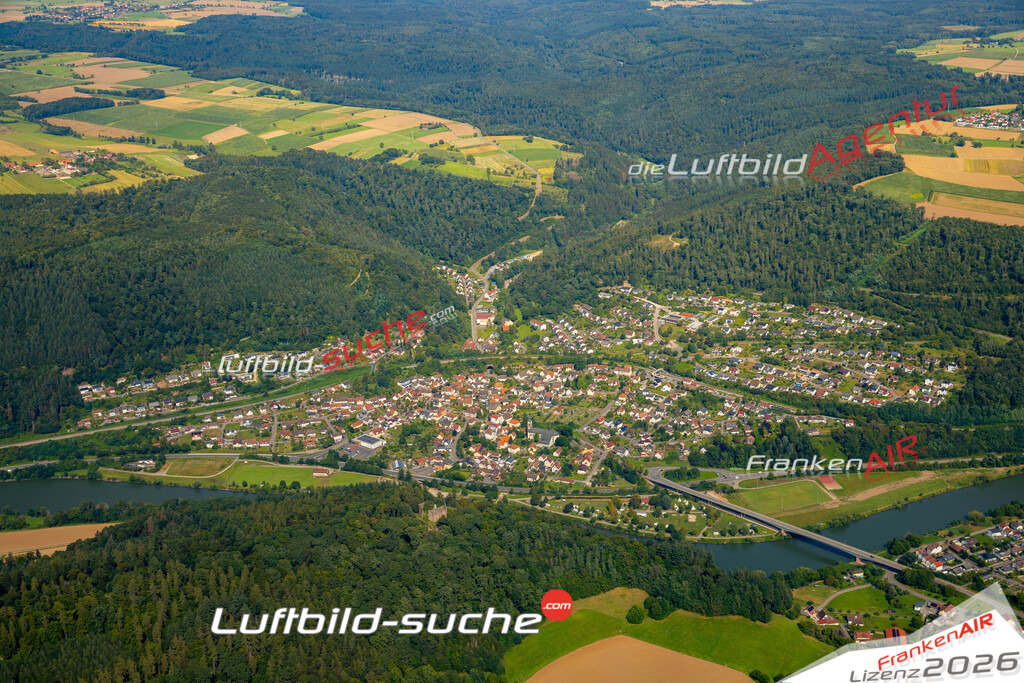 Das Luftbild zeigt :  Neckargerach - Die Luftaufnahme wurde 2024 vom UL-Flugzeug aus erstellt ( keine Drohne ) - Hochauflösende Luftaufnahme - Für grossformatige Ausdrucke geeignet. Die Geschenkidee !Mit Lizenz und Bildrechte bestellbar