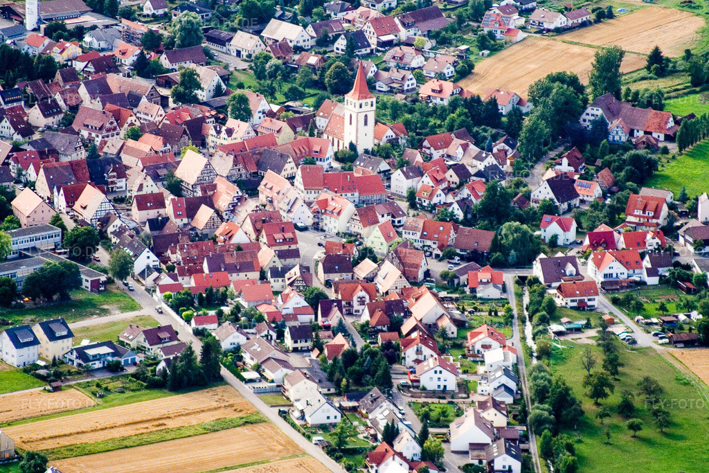 Luftbild: Ortsansicht von Osten im Ortsteil Altingen in Ammerbuch im Bundesland Baden-Württemberg in Deutschland. Foto: IMG_12281.jpg vom 02.08.2008 durch Werner Riehm/FLY-FOTO.de