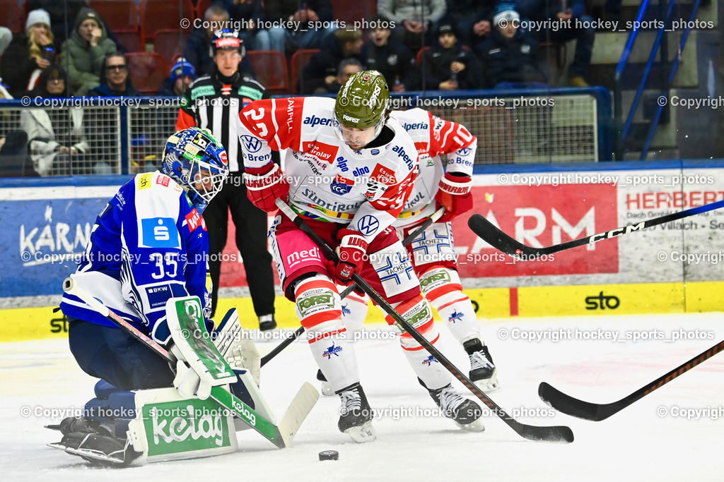 EC IDM Wärmepumpen VSV vs. HCB Südtirol Alperia | #35 Joe Cannata EC VSV, #29 Shane Gersich HCB Südtirol Alperia, EC IDM Wärmepumpen VSV vs. HCB Südtirol Alperia, EC IDM Wärmepumpen VSV vs. HCB Südtirol Alperia am 28.12.2025 in Villach (Stadthalle Villach), Austria, (Photo by Bernd Stefan)