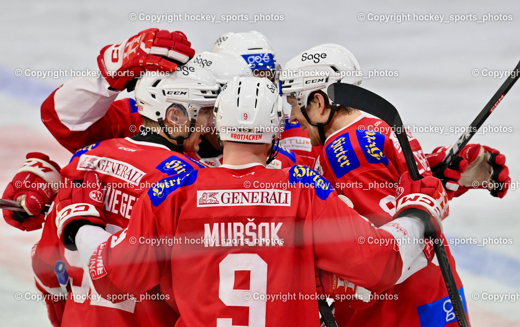 EC KAC vs. EC IDM Wärmepumpen VSV 4.2.2024 | Jubel EC KAC Mannschaft, #92 Unterweger Clemens, #9 Mursak Jan