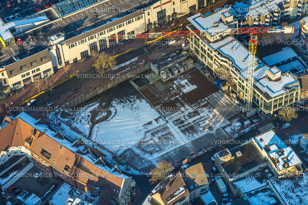 Hamm260105547 | Luftbild, Baustelle mit Baukran und Neubau der Westhälfte der Ritterpassage am Allee-Center Einkaufszentrum, Winterlandschaft, Mitte, Hamm, Ruhrgebiet, Nordrhein-Westfalen, Deutschland