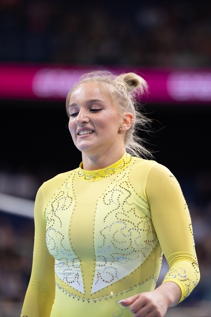 DM Finals 2026; Deutsche Meisterschaft im Gerätturnen 2026, Mehrkampf Frauen | DM Finals 2026; Deutsche Meisterschaft im Gerätturnen 2026, Mehrkampf Frauen***Karina Schönmaier nach ihrer Übung am Boden - Realisiert mit Pictrs.com