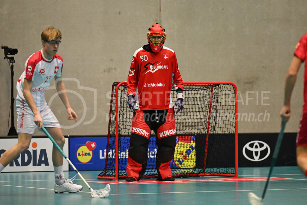 Switzerland B U19 vs Switzerland U19 - 4. February 2024 | Switzerland B U19 vs Switzerland U19
U19 Men International Matches in Switzerland
GoEasy Arena, Siggenthal Station
Switzerland goalie #30 Lars Birchmeier.
Credit: Markus Aeschimann | <a href="https://www.markus-aeschimann.ch">Sportfotografie Markus Aeschimann</a> | <a href="https://www.instagram.com/sportfotografie.aeschimann">@sportfotografie.aeschimann</a> - Realisiert mit Pictrs.com