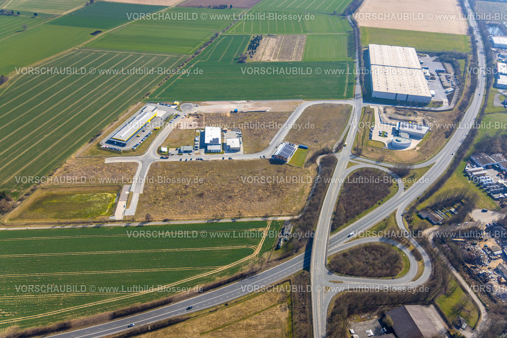 Soest220301496 | Luftbild, Abfahrt Opmünder Weg und Bundesstraße B475 am Gewerbegebiet Wasserfuhr, Thomä, Soest, Soester Börde, Nordrhein-Westfalen, Deutschland