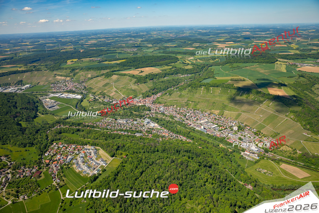 Luftaufnahme von Ingelfingen - Die Luftaufnahme wurde 2025 vom UL-Flugzeug heraus erstellt ( keine Drohne ) - Hochauflösende Luftaufnahme - für professionelle Ausdrucke geeignet. Die Geschenkidee !Mit Lizenz und Bildrechte bestellbar
