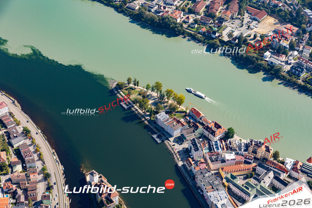 Die Luftbildaufnahme Dreifluesseeck - Passau wurde 2020 mittels Flugzeug (keine Drohne) erstellt. Perfekte Schärfe und Druck- Ergebnisse- Garantiert!