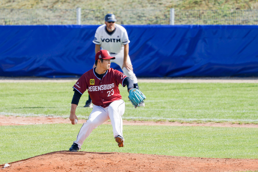 HEIREG_250907_0961 | Baseball-Bundesliga, Deutsche Meisterschaft, DBL, Guggenberger Legionäre vs. Heidenheim Heideköpfe, Spiel 4, Heidenheim, Regensburg, HellensteinEnergie Ballpark - Realisiert mit Pictrs.com