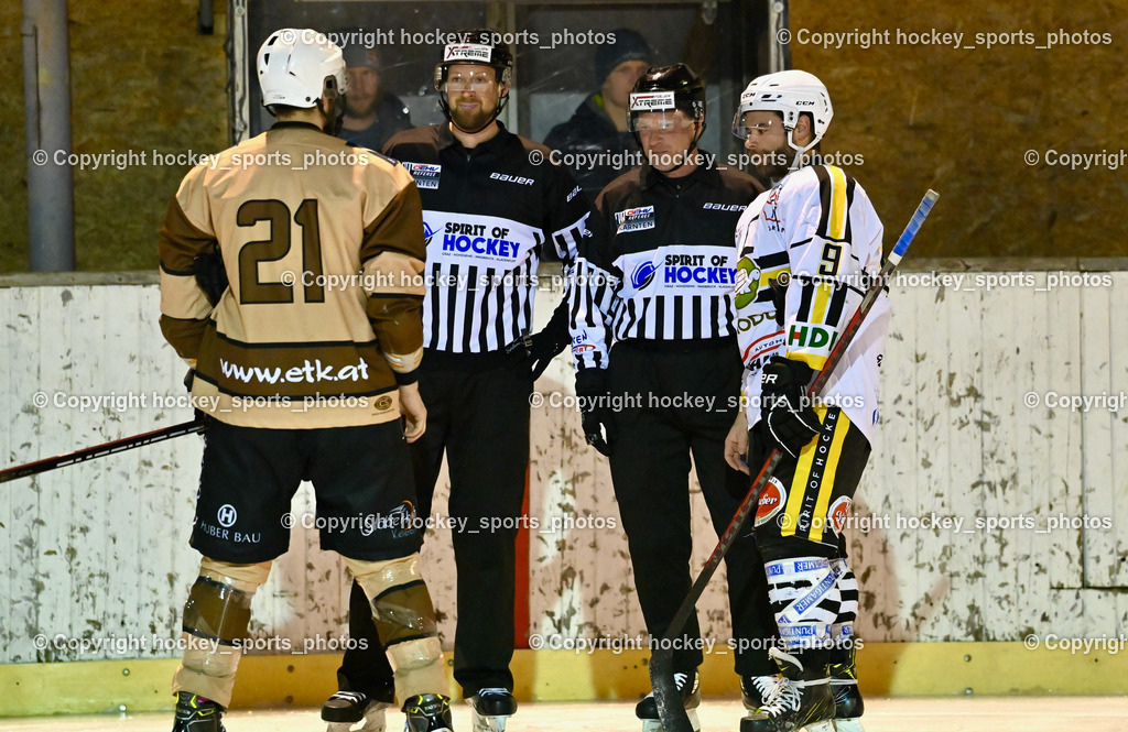 EC Kellerberg vs. Carinthian Team 28.1.2024 | Mike David, Leitl Michael, Referees, #21 Pettauer Christoph, #9 Ruhdorfer Andreas