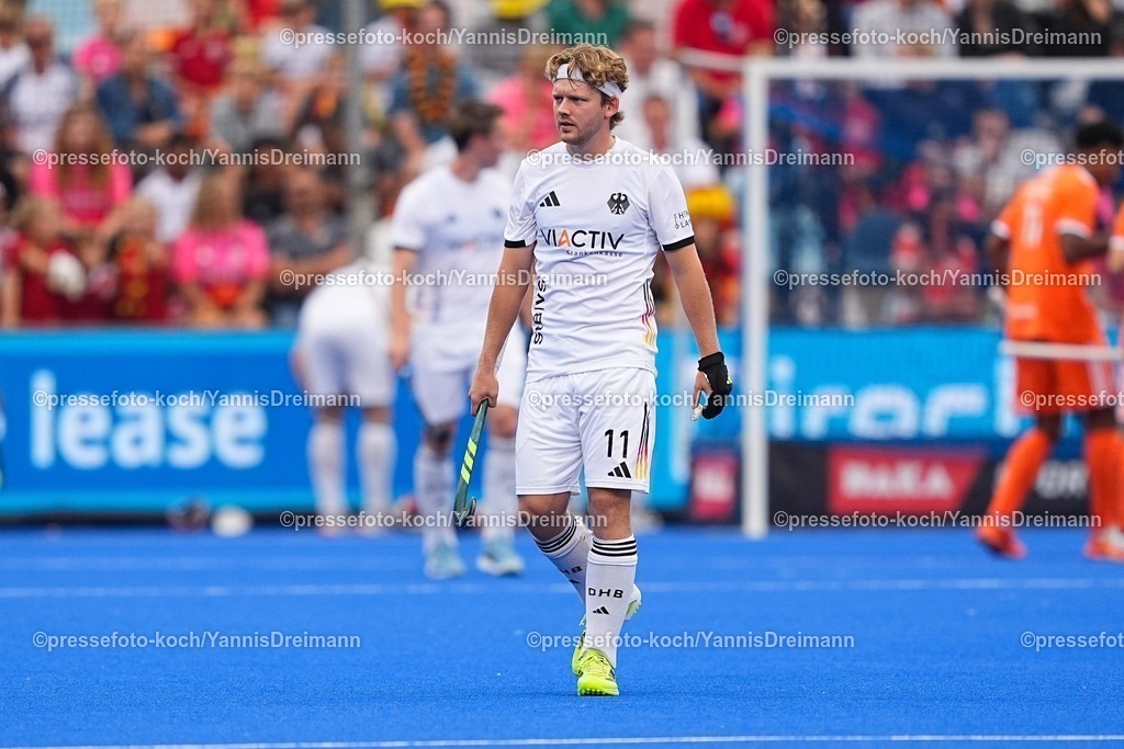 xydrx16082503040 | 16.08.2025, xydrx, Herren EuroHockey Championship 2025, Finale, Niederlande - Deutschland, Sparkassenpark Mönchengladbach: Thies Prinz (GER #11)