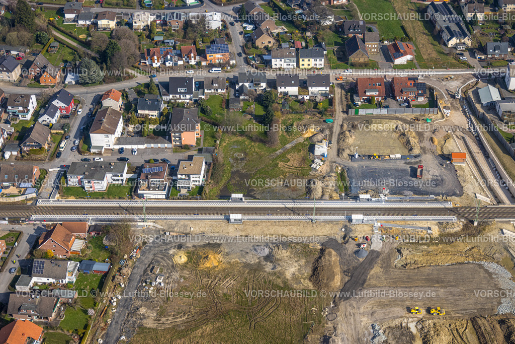 Hamm240306785 | Luftbild, geplante Nahverkehrsverbindung mit Haltepunkt in Westtünnen, Baustelle am Südfeldweg und Von-Thünen-Straße für den künftigen Bahnhaltepunkt, Wohnsiedlung, Stadtbezirk Rhynern, Hamm, Ruhrgebiet, Nordrhein-Westfalen, Deutschland