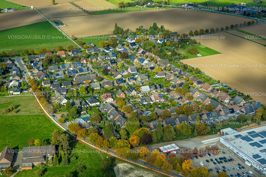 Rees251004903 | Luftbild, Wohngebiet Ortsansicht Ortsteil Esserden, Rees, Niederrhein, Nordrhein-Westfalen, Deutschland