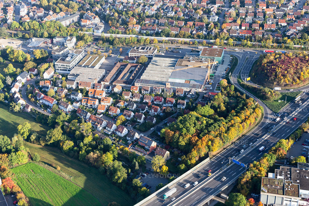 Industriegebiet Schwarzwaldstraße | Luftbild: Industriegebiet Schwarzwaldstraße im Ortsteil Hausen in Ditzingen im Bundesland Baden-Württemberg in Deutschland. Foto: IMG_119195.jpg vom 14.10.2019 durch Werner Riehm/FLY-FOTO.de - Realisiert mit Pictrs.com