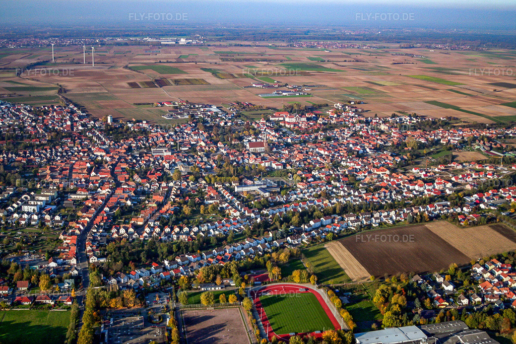 Luftbild: Kettelerstr in Herxheim bei Landau im Bundesland Rheinland-Pfalz in Deutschland. Foto: IMG_14407.jpg vom 25.10.2008 durch Werner Riehm/FLY-FOTO.de