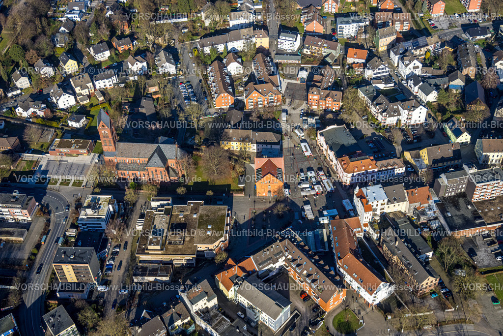 Dortmund240101974 | Luftbild, Wohngebiet Ortskern und kath. Kirche St. Magdalena, Lütgendortmund, Dortmund, Ruhrgebiet, Nordrhein-Westfalen, Deutschland