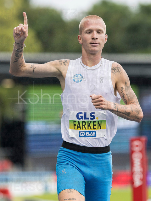 Deutsche Leichtathletik-Meisterschaften; Bochum-Wattenscheid, 26.07.2026 | Robert Farken (SG Motor Gohlis-Nord Leipzig) gewinnt die 1500m; Deutsche Leichtathletik-Meisterschaften am 26.07.2026 im Lorheide-Stadion, Bochum-Wattenscheid (Nordrhein-Westfalen).