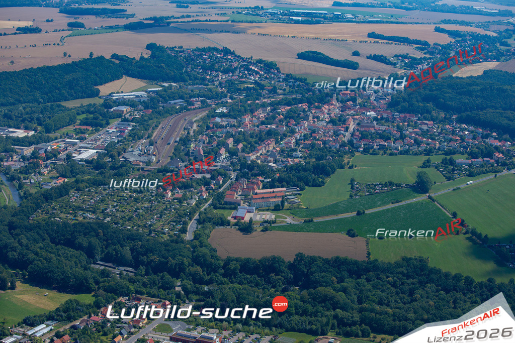 Das Luftbild der Stadt Nossen wurde 2018 vom Flugzeug heraus erstellt (keine Drohne) Aufnahmehöhe ca.400 Meter- hohe Auflösung für beste Druck-Qualität