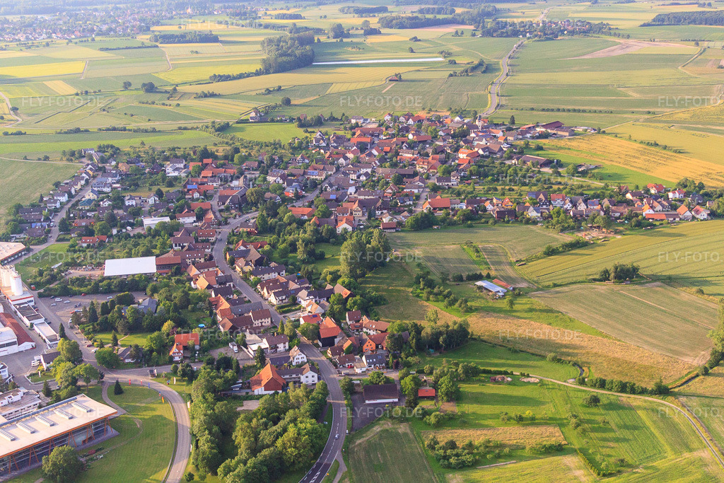Luftbild: Dorfansicht von Süden im Ortsteil Linx in Rheinau im Bundesland Baden-Württemberg in Deutschland. Foto: IMG_28903.jpg vom 14.06.2010 durch Werner Riehm/FLY-FOTO.de