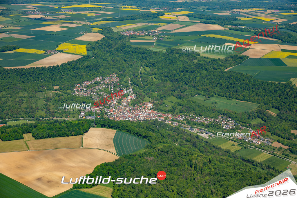 Luftaufnahme von  Braunsbach - Die Luftaufnahme wurde 2025 vom UL-Flugzeug heraus erstellt ( keine Drohne ) - Hochauflösende Luftaufnahme - für professionelle Ausdrucke geeignet. Die Geschenkidee !Mit Lizenz und Bildrechte bestellbar
