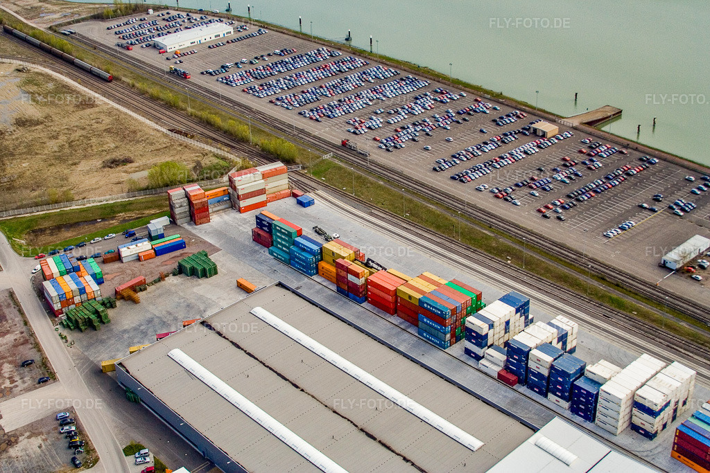 Luftbild: Industriegebiet Oberwald: Rheinhafen COINTARGO in Wörth am Rhein im Bundesland Rheinland-Pfalz in Deutschland. Foto: IMG_10218.jpg vom 08.04.2008 durch Werner Riehm/FLY-FOTO.de