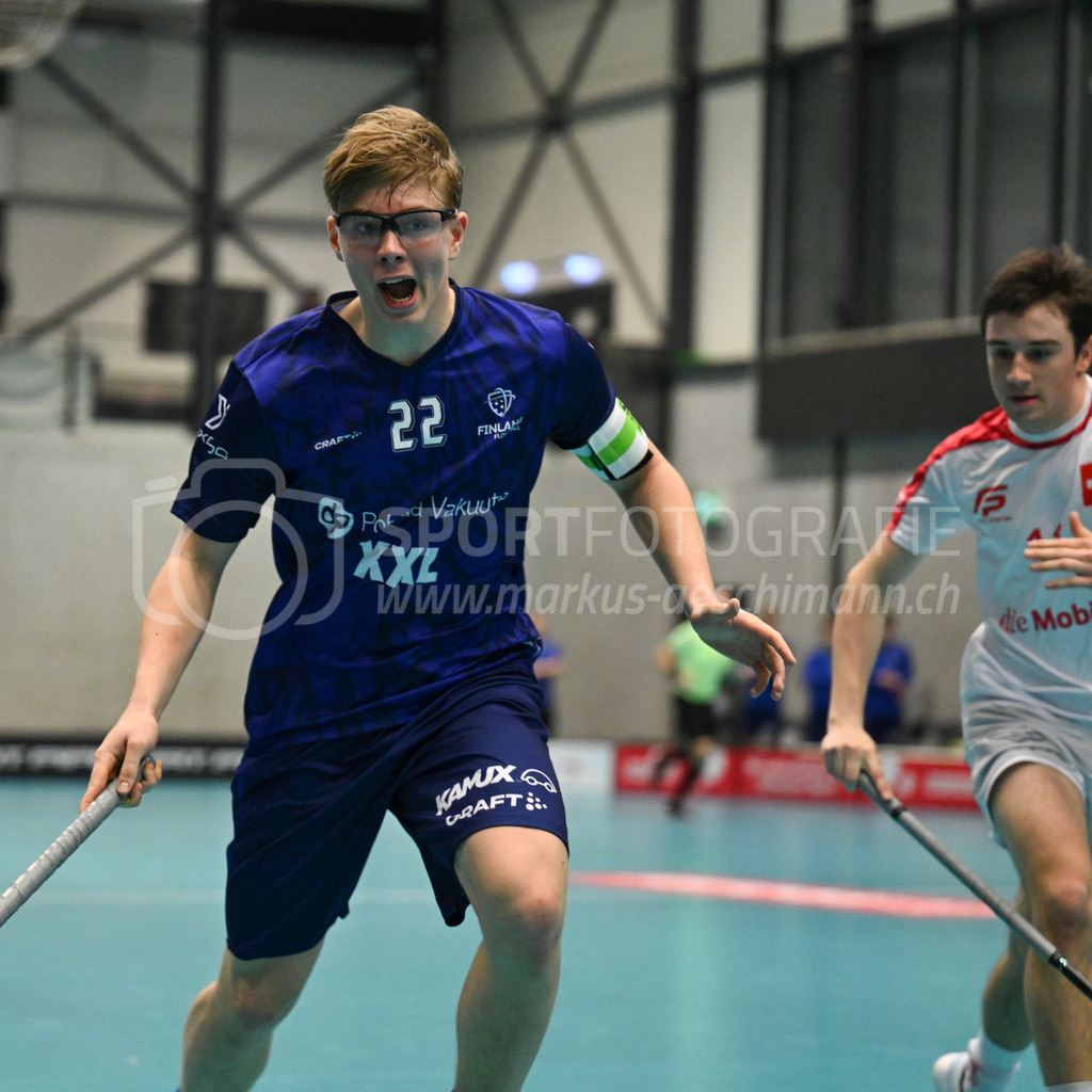 Switzerland U19 vs Finland U19 - 3. February 2024 | Switzerland U19 vs Finland U19
U19 Men International Matches in Switzerland
GoEasy Arena, Siggenthal Station
Finland forward #22 Ville Heiska.
Credit: Markus Aeschimann | <a href="https://www.markus-aeschimann.ch">Sportfotografie Markus Aeschimann</a> | <a href="https://www.instagram.com/sportfotografie.aeschimann">@sportfotografie.aeschimann</a> - Realisiert mit Pictrs.com
