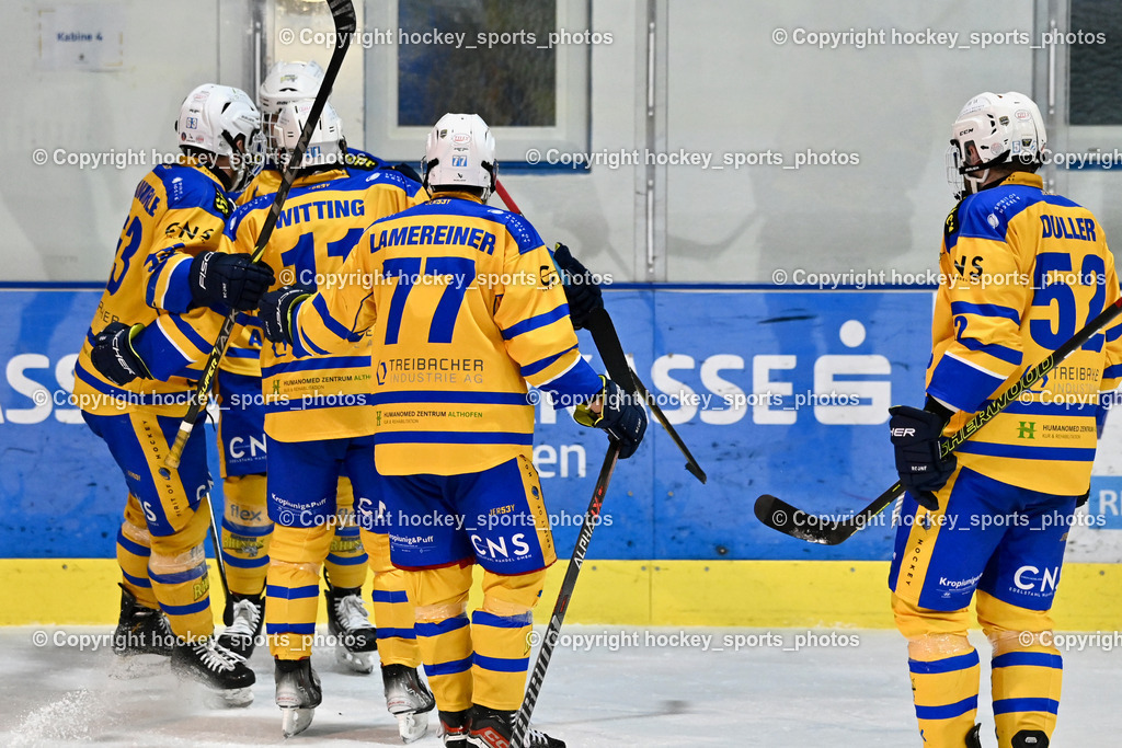 ESC SPARKASSE STEINDORF vs. EHC Althofen | Jubel EHC Althofen, #52 Duller Christoph EHC Althofen, #77 Lamereiner Leon EHC Althofen, #11 Witting Samuel EHC Althofen, ESC SPARKASSE STEINDORF vs. EHC Althofen, ESC SPARKASSE STEINDORF vs. EHC Althofen am 06.03.2026 in Steindorf (Ossiachersee Halle), Austria, (Photo by Bernd Stefan)