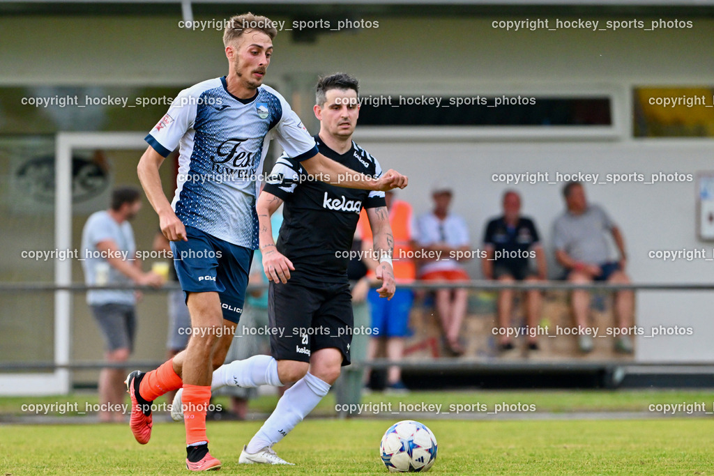 SC Magdalen vs. DSG Ledenitzen | #14 Tim Kovacic DSG Ledenitzen, #23 Dulaga Samardzic SC Magdalen, SC Magdalen vs. DSG Ledenitzen, SC Magdalen vs. DSG Ledenitzen am 19.07.2024 in Villach (Sportplatz Madalen), Austria, (Photo by Bernd Stefan)