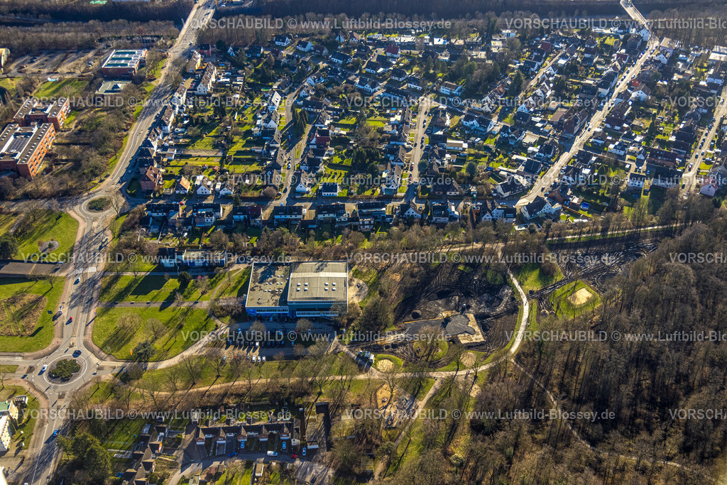 Castrop-Rauxel240106375 | Luftbild, Hallenbad, Baustelle auf der Hallenbadwiese, Castrop-Rauxel, Ruhrgebiet, Nordrhein-Westfalen, Deutschland