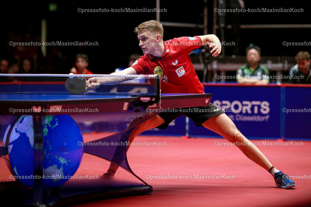 DueTTBL23052401046 | 23.05.2024, Tischtennis, Duesseldorf, ARAG CenterCourt, TTBL Herren, Halbfinale Playoffs Spiel 2, Borussia Düsseldorf - TSV Bad Königshofen: Anton Källberg (Borussia Düsseldorf)